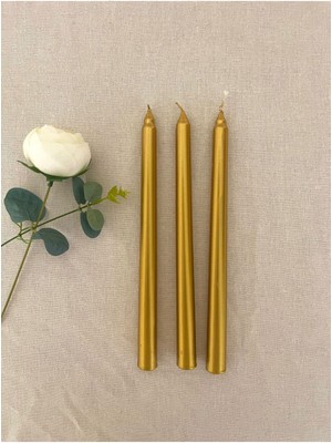 3lü Gold Sedefli Renkli Şamdan Mumu