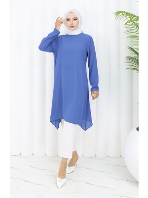 Sefa Merve Asimetrik Prenses Tunik 4101-05 Indigo