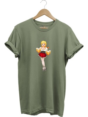 Barmen Kız Baskılı %100 Pamuk Regular Fit Bisiklet Yaka T-Shirt