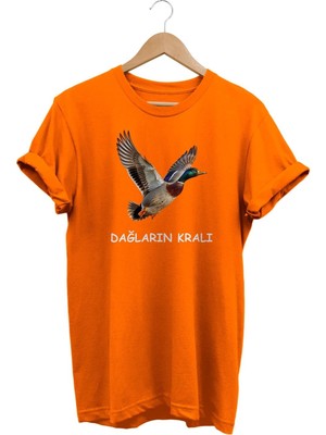 Dağların Kralı Ördek Baskılı %100 Pamuk  T-Shirt Basic Kalıp Tişört
