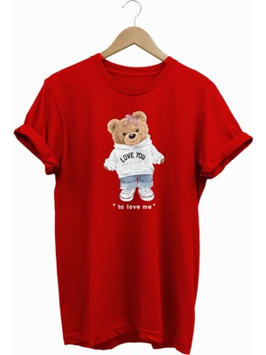 I Love You Bear Baskılı Tshirt