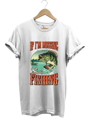 Balıkçı Fishing Vintage Poster Baskılı Regular Fit %100 Pamuk T-Shirt