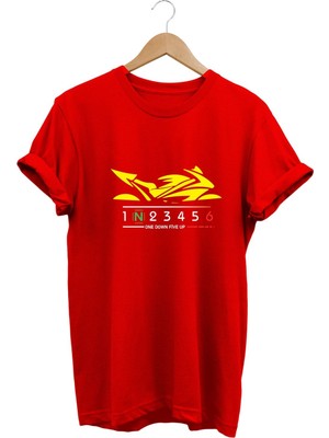 Yellow Racing Motor - Sarı Yarış Motorsikleti Baskılı Tshirt