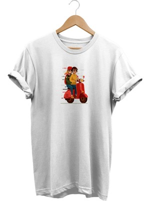 Scooter Baskılı T-Shirt %100 Pamuk Dijital Baskılı Tişört