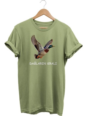 Dağların Kralı Ördek Baskılı %100 Pamuk  T-Shirt Basic Kalıp Tişört