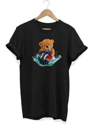 Kayaklı Ayıcık Baskılı T-Shirt