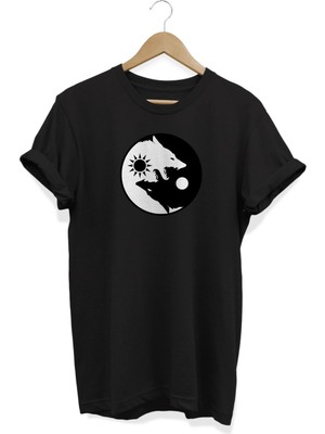 Yin Yang Baskılı T-Shirt