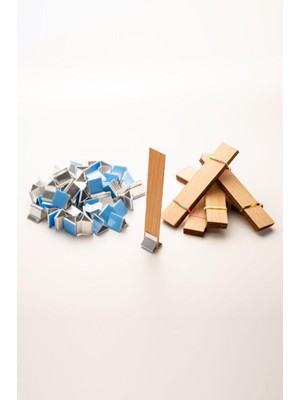 Ahşap Mum Fitili + Yapışkanlı Sehpa - 50 Adet ( 20MM x 100MM x 0,5mm )