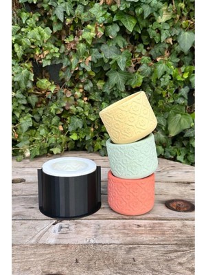 Halı Desenli Dairesel Silikon Kap Kalıbı (100X80MM)(KASNAKLI)( 1 Adet )