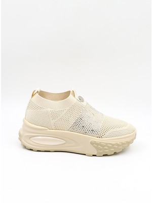 Guja Ithal Triko Sneakers Kadın Spor Ayakkabı GJ305 Bej
