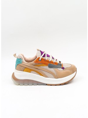 Kriste Bell Sneaker Kadın Spor Ayakkabı  KB59118 Bej Multi