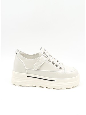 Guja Ithal Dolgu Taban Sneakers Kadın Spor Ayakkabı GJ363 Bej
