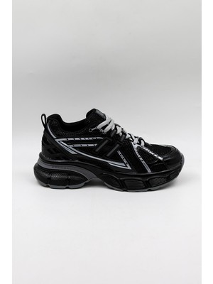 Kriste Bell Parlak Desenli Sneaker Kadın Spor Ayakkabı KB0038 Siyah