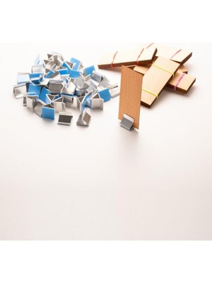 Ahşap Mum Fitili + Yapışkanlı Sehpa - 50 Adet ( 30MM x 75MM x 0,5mm )