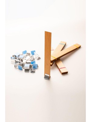 Ahşap Mum Fitili + Yapışkanlı Sehpa - 30 Adet ( 20MM x 150MM x 0,5mm )