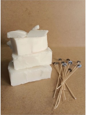 1 kg Doğal Soya Wax ve 5 Adet Hazır Fitil