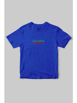 Summer Vibes Yazlık Kısa Kollu Kumsal Güneş Tasarımlı Minimal %100 Pamuk Bisiklet Yaka T-Shirt