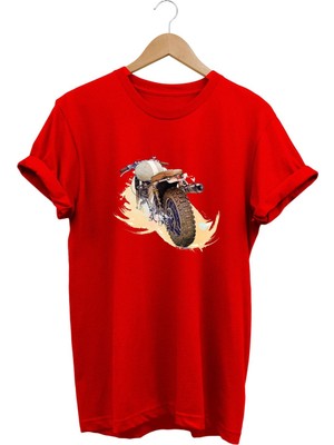 Renkli Old Chopper Baskılı Tshirt