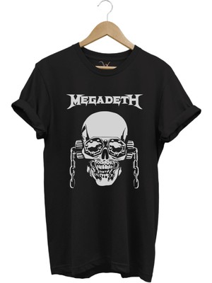 Heavy Metal Unisex Megadeth Skull Baskılı %100 Pamuk Regular Fit Bisiklet Yaka T-Shirt