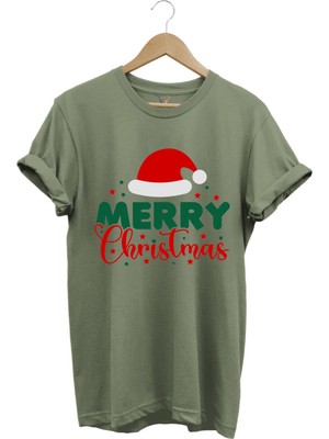 Unisex Yılbaşı Yeni Yıl Merry Christmas Noel Baba Baskılı %100 Pamuk Regular Fit T-Shirt