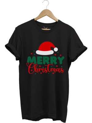 Unisex Yılbaşı Yeni Yıl Merry Christmas Noel Baba Baskılı %100 Pamuk Regular Fit T-Shirt