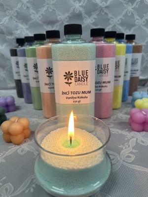 Inci Tozu Mum ( 30 Adet Fitil ile ) Vanilya Aromalı Mint Yeşili 250 gr