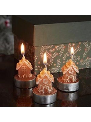 Karaca Home New Year 24 Ginger House 3'lü Tealight Mum 18X5X6 cm