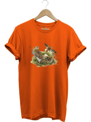 Avclık Tasarımlı Çulluk Avı Çulluk Kuşları ve Doğa Baskılı %100 Pamuk Regular Fit T-Shirt