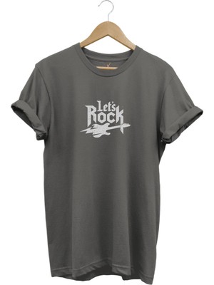 Lets Rock Elektro Gitar Baskılı Festival %100 Pamuk Regular Fit Bisiklet Yaka T-Shirt