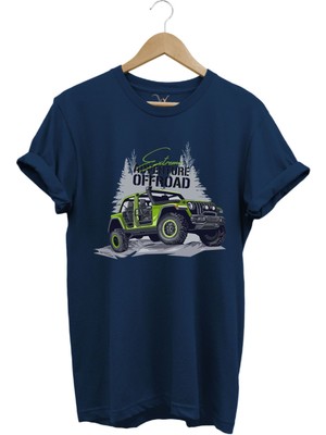 Offroad 4x4 Dağ Arabası Orman Tema Baskısı Regular Fit %100 Pamuk T-Shirt