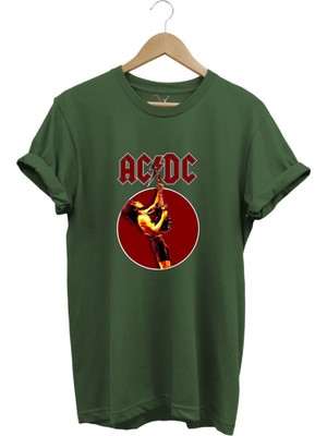 Rock Müzik Grubu Ac Dc Poster Baskılı Regular Fit %100 Pamuk T-Shirt