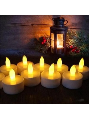 Sarı Işıklı LED Mum 12 Adet