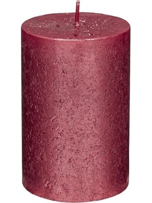 Kırmızı 100 x 68 mm 1 Adet Rustik Metalik Silindir Mum
