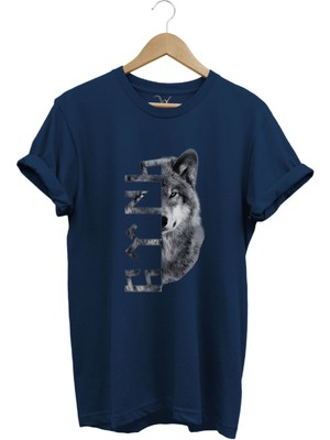 Türkiye Bozkurt Göktürkçe Türk Yazısı ve Kurt Baskılı Regular Fit %100 Pamuk T-Shirt