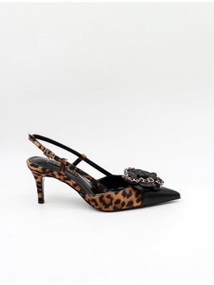 Kriste Bell Ithal Gül Toka Ince Topuk Ayakkabı KB4003 Leopar