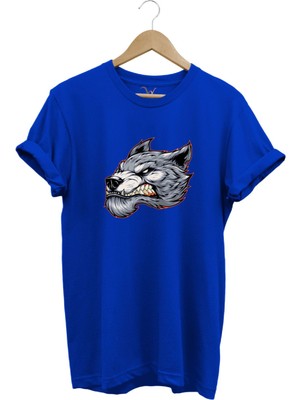 Kızgın Agresif Kurt Tasarım Baskılı %100 Pamuk Regular Fit Bisiklet Yaka Premium T-Shirt