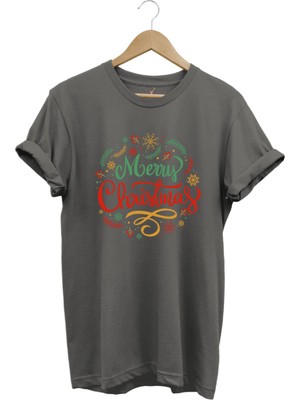 Yılbaşı Christmas Baskılı Noel Yeni Yıl %100 Pamuk Regular Fit Bisiklet Yaka T-Shirt