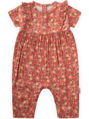 Çiçek Desenli Viskon Tulum 0-3 Yaş Yavruağzı