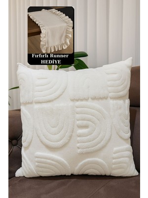 Serenity Haven KAMİZ Dekoreatif Bohem Kırlent Kılıfı Krem Mikro Petek Desenli