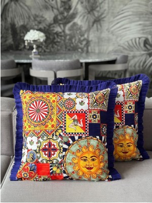 Çift Taraflıgüneş Dekoratif Saçaklı Kırlent Kılıfı 1ADET 43X43(SK-K02)