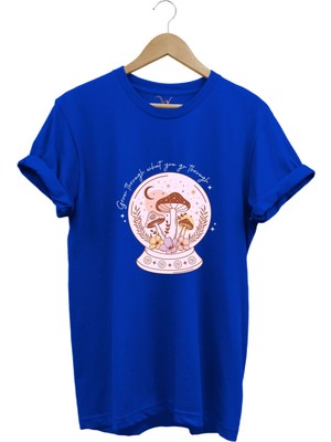 Vintage Retro Streetwear Poster Mantar Küresi Baskılı %100 Pamuk Regular Fit Bisiklet Yaka T-Shirt