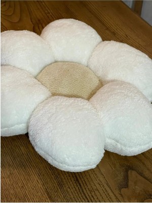 Papatya Krem Rengi Kırlent Peluş Yastık Minder