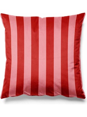Çizgili Kırlent Kılıfı Döşemelik Süet Kumaş 43*43 cm - Pembe