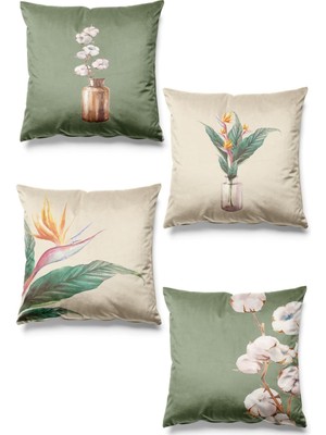 Çift Tarafı Baskılı Starliçe Desenli 4'lü Set Süet Kırlent Kılıfı