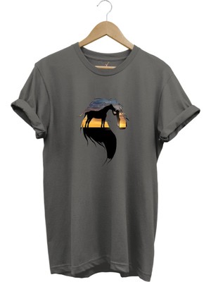 At ve At Seven Kadın Baskılı %100 Pamuk Regular Fit Bisiklet Yaka T-Shirt