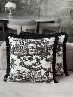 Çift Taraflı Köylüler Dekoratif Saçaklı Kırlent Kılıfı 1ADET 43X43(SK-K11)