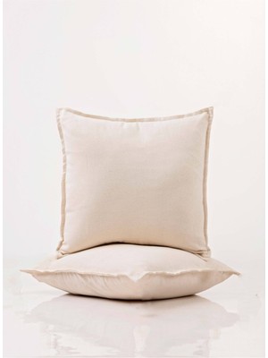 2 Adet | %100 Pamuklu Vintage Buldan Keten Yastık Kılıfı Sade Düz Kırlent Yüzü Kare & Dikdörtgen