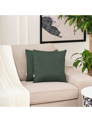 Yeşil Tekli Keten Dokuma Kırlent Kılıfı , Dekoratif Kırlent