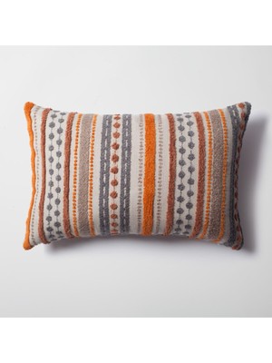 " Nomad " - Çizgili Çok Renkli Keten Dekoratif Kırlent 40X60 (Iç Yastık Dahil)