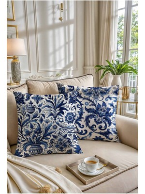 Çift Tarafı Baskılı 2'li Set Süet Kırlent Kılıfı - Midnight